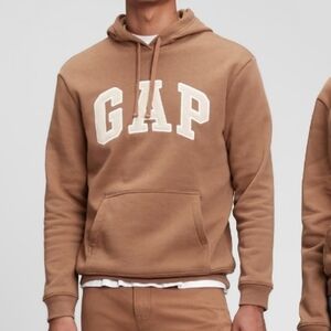 GAP Logo Hoodie Long Sleeve Kanga Pocket Brazen Brown Tan L